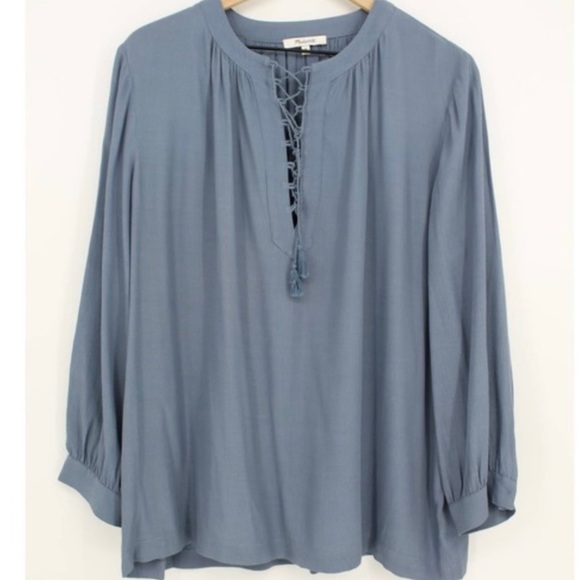 MADEWELL silky lace up peasant top size small - Picture 1 of 8